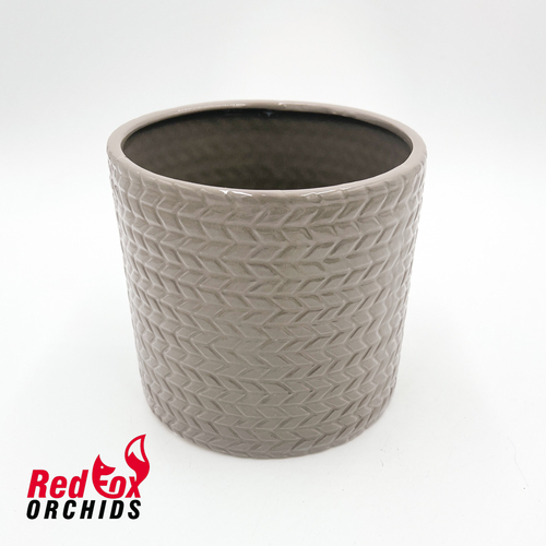 Taupe Basket Weave Pot